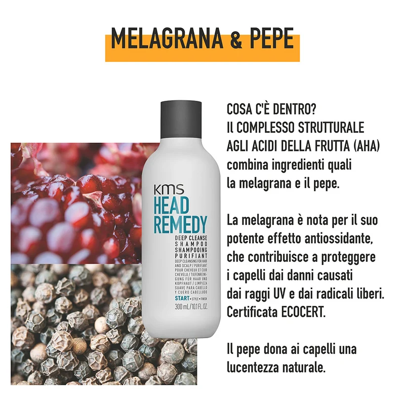 KMS Head Remedy Deep Cleanse Shampoo 300ml - shampoo detersione profonda per tutti i tipi di capelli