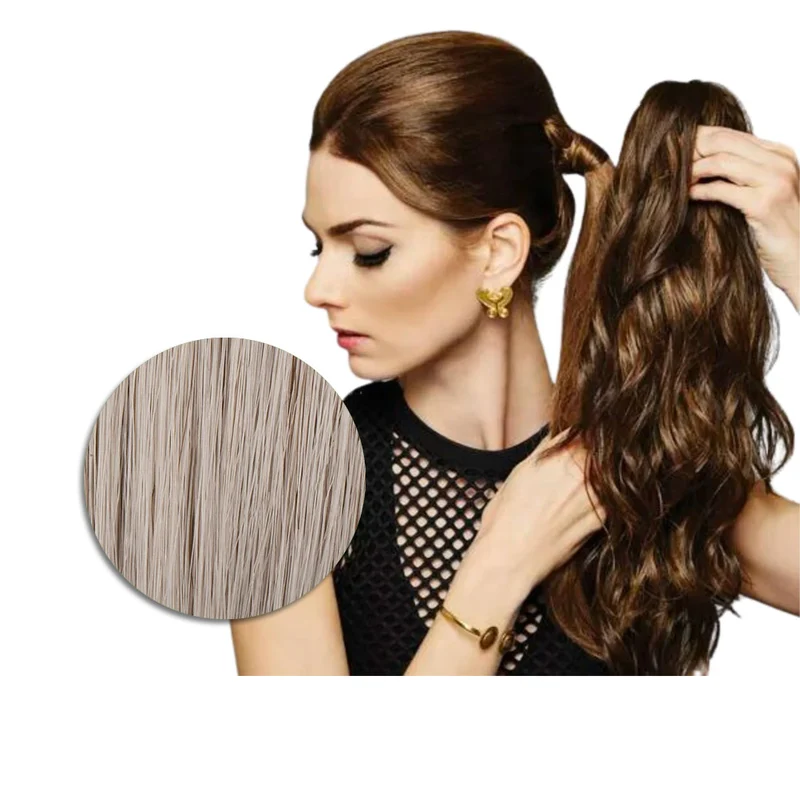 Hairdo Coda con Onde con Mollettone R56/60 Grigio Chiaro 46cm - coda onde