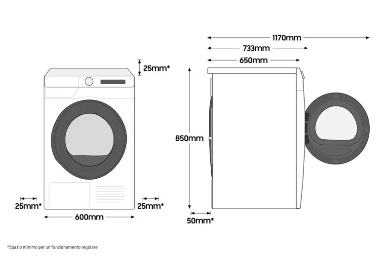 Samsung WD12T504DWW lavasciuga Libera installazione Caricamento frontale Bianco F