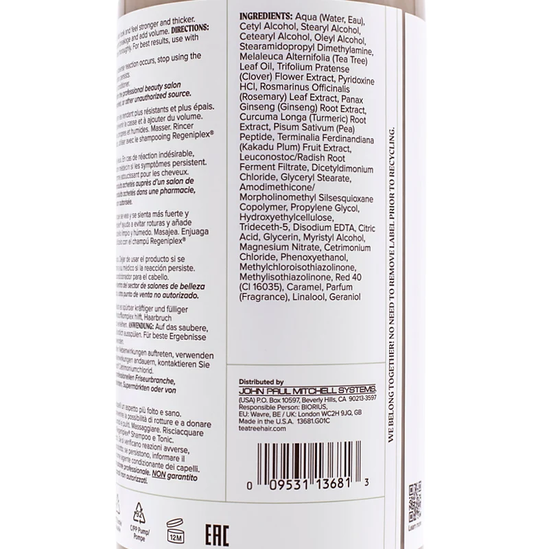 Paul Mitchell Tea Tree Scalp Care Regeniplex Conditioner 1000ml - balsamo idratante capelli fini