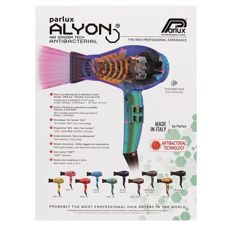 Parlux Alyon Air ionizer tech Eco friendly Giada - asciugacapelli