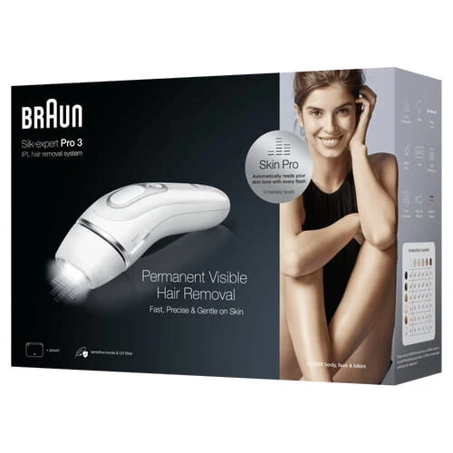 Braun Silk-expert Pro Silk expert Pro 3 PL3020, Epilatore A Luce Pulsata Donna, Per La Rimozione Permanente Dei Peli Visibili A Casa Tua, Bianco/Argento