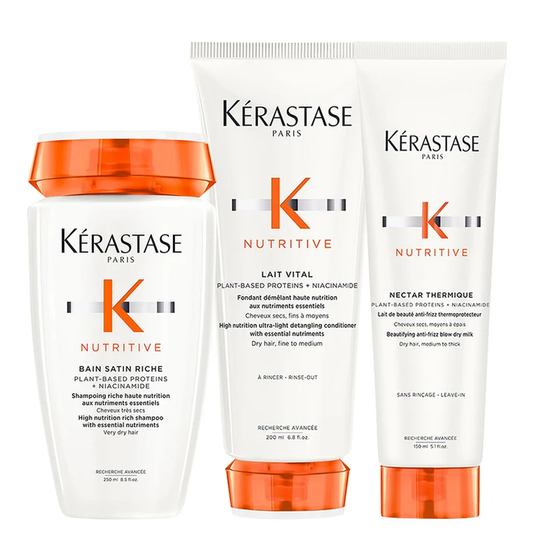 Kerastase Nutritive Lait Vital 200ml Bain Satin Riche 250ml Nectar Thermique 150ml