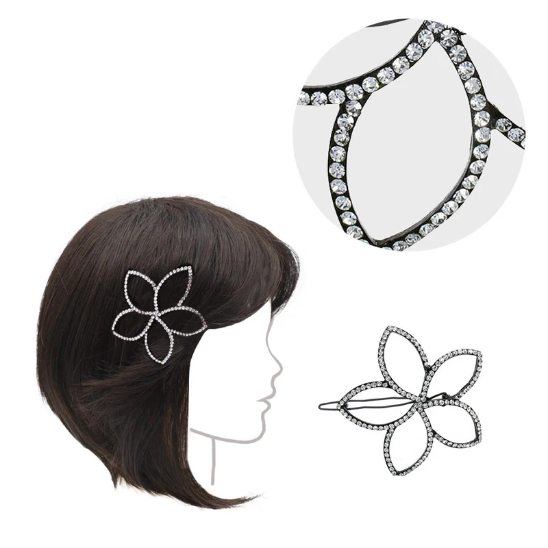 VIAHERMADA Fermacapelli con Fiore Nero e Strass