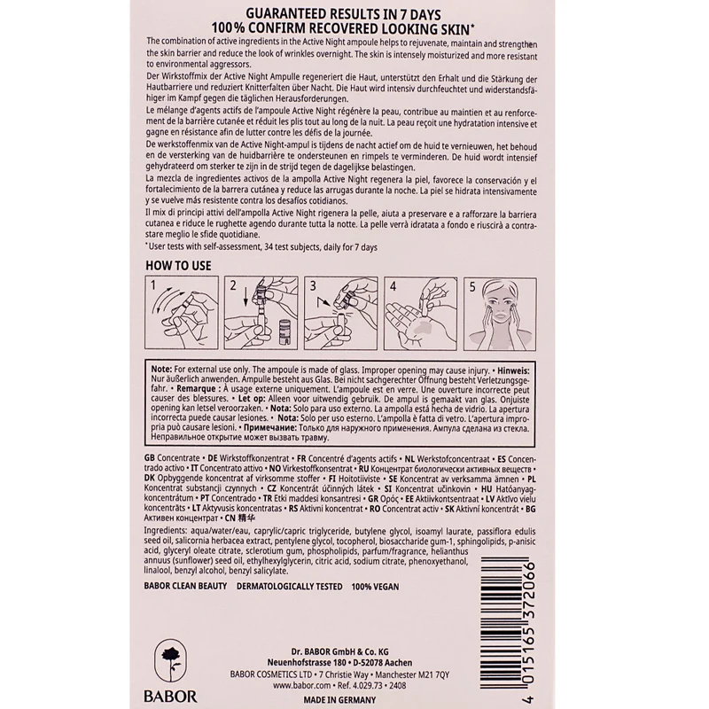 Babor Ampoule Concentrates Active Night 7x2ml - ampolle concentrate antiage trattamento notte