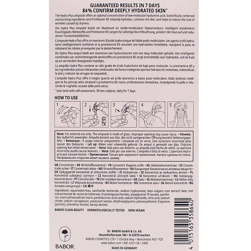 Babor Ampoule Concentrates Hydra Plus 7x2ml - ampolle concentrate pelle secca