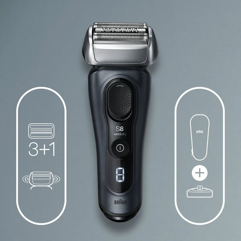 Braun Series 8 Rasoio 8413s Wet&Dry con custodia da viaggio, Grigio