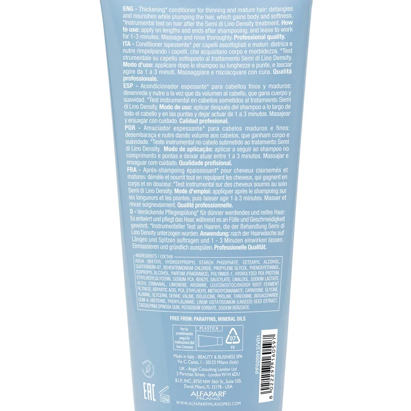 Alfaparf Milano Semi Di Lino Density Thickening Conditioner 200ml - balsamo ispessente