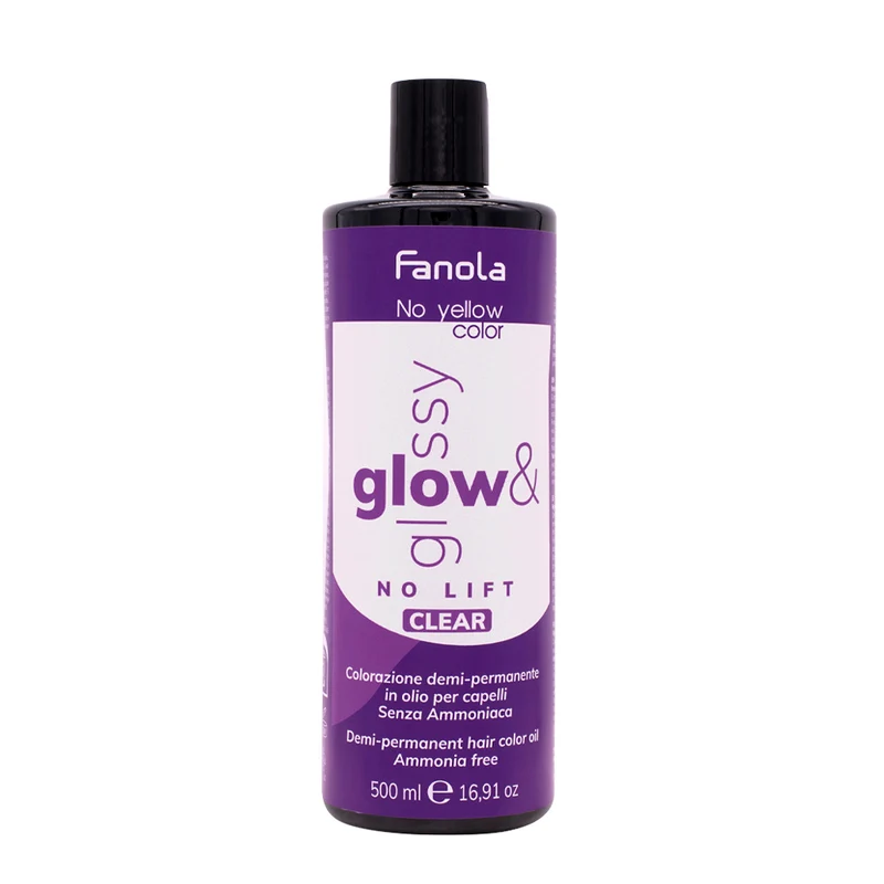 Fanola Glow & Glossy Oil Toner Clear 500ml - colorazione demi permanente in olio