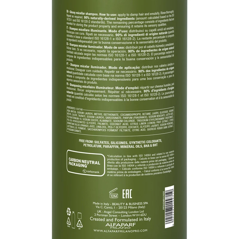 Alfaparf Milano Benvoleo Glossy Micellar Shampoo 1000ml - shampoo micellare illuminante