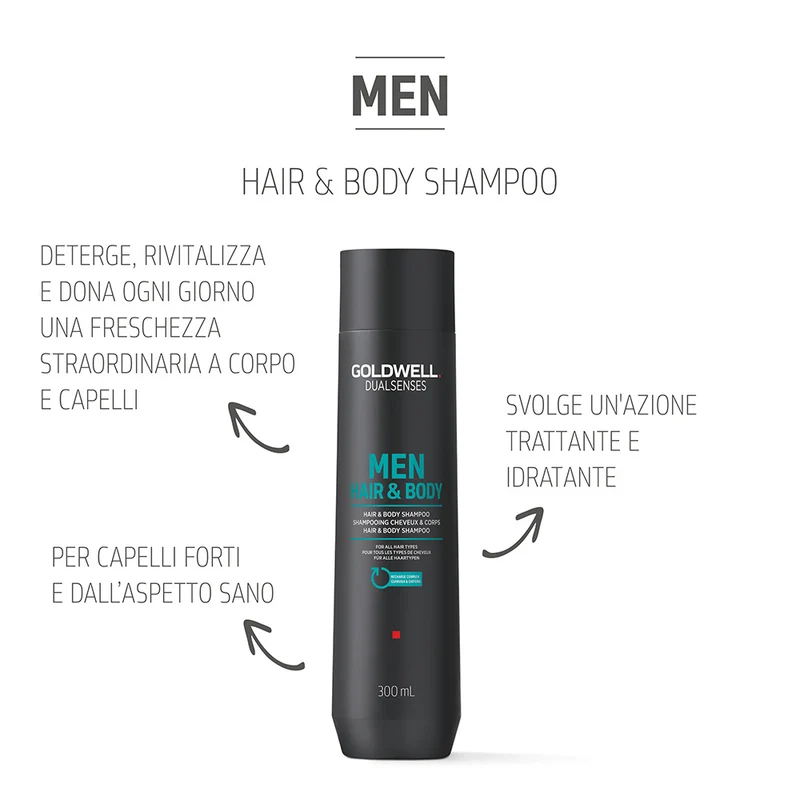 Goldwell Dualsenses Men Hair & Body Shampoo 300ml - shampoo doccia per tutti i tipi di capelli