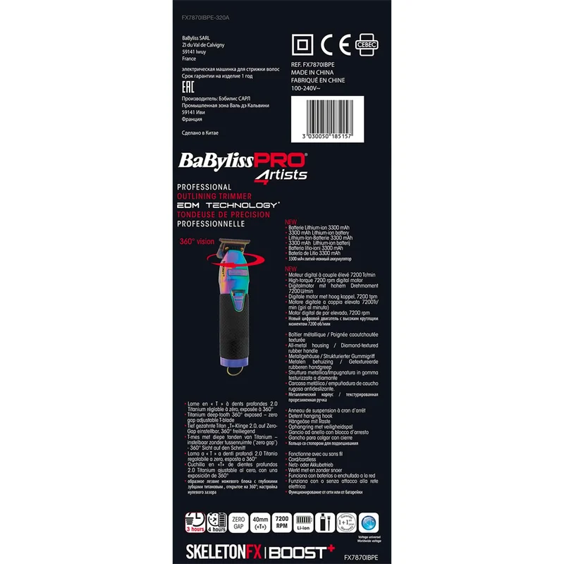 Babyliss Pro 4Artist Boost+ Trimmer Chamaleon FX7870IBPE - trimmer da rifinitura