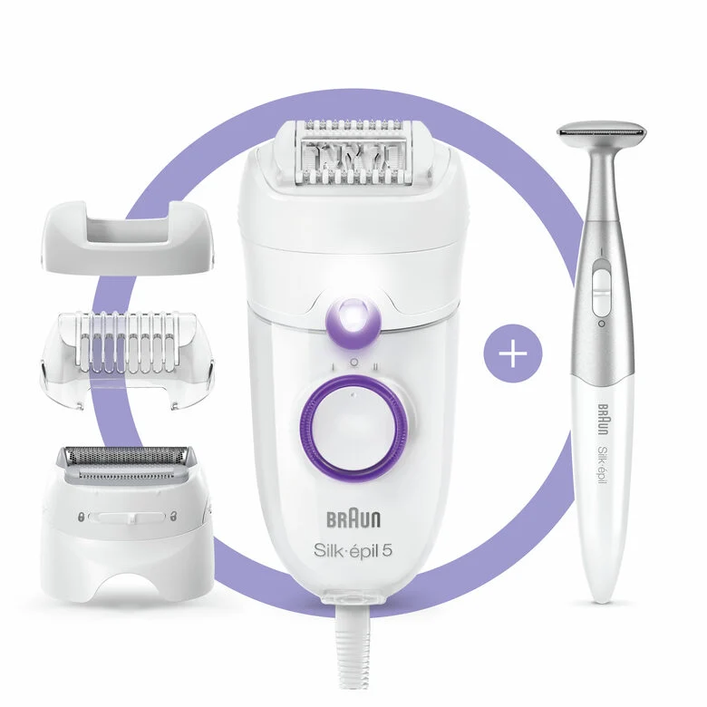 Braun Silk-épil 5 -825 Power Epilatore Donna Primi Utilizzi Delicato Con Filo Senza Interruzioni, Testina Radente, Cappuccio Regolator