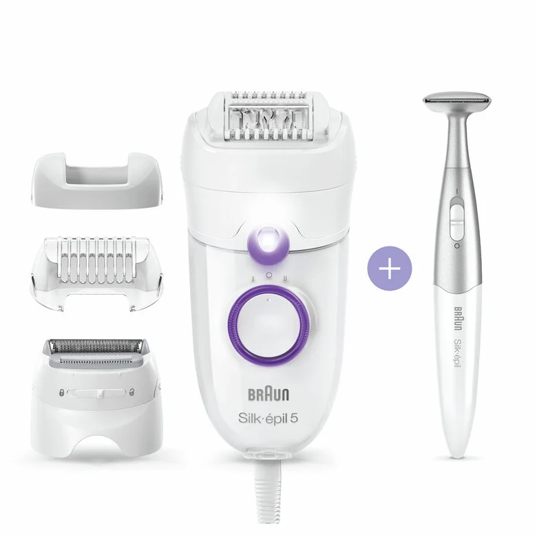 Braun Silk-épil 5 -825 Power Epilatore Donna Primi Utilizzi Delicato Con Filo Senza Interruzioni, Testina Radente, Cappuccio Regolator