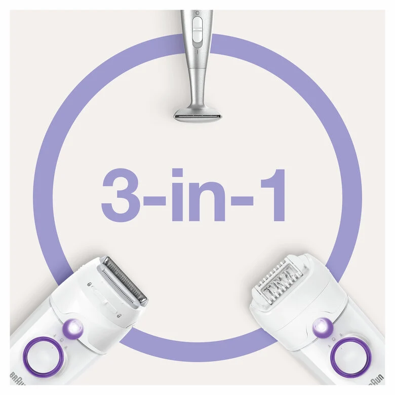 Braun Silk-épil 5 -825 Power Epilatore Donna Primi Utilizzi Delicato Con Filo Senza Interruzioni, Testina Radente, Cappuccio Regolator