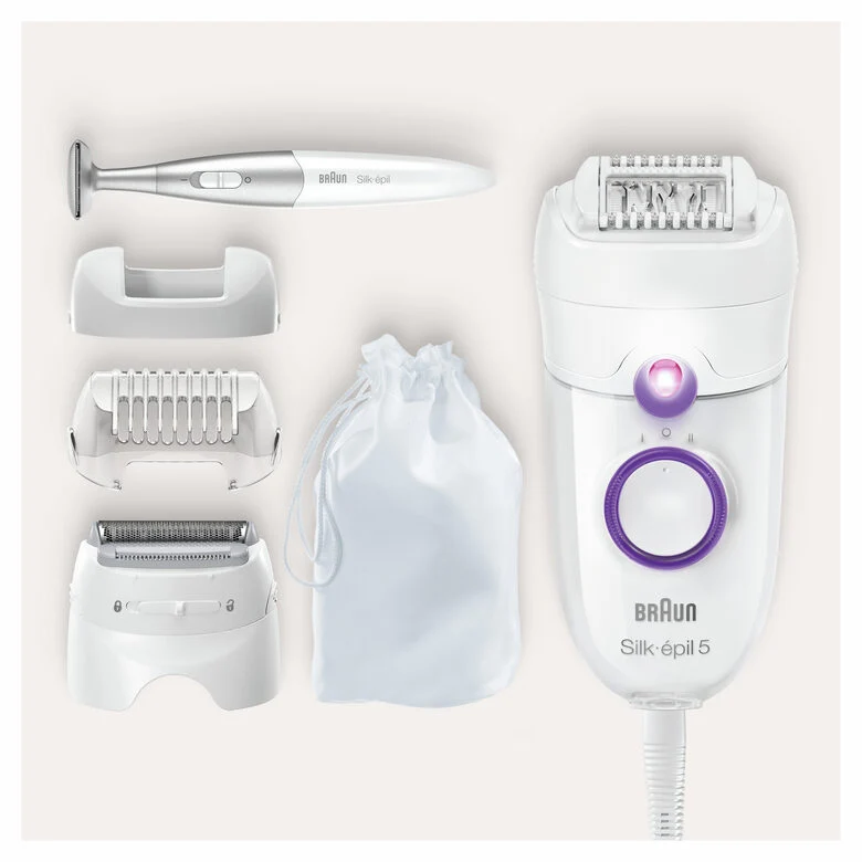 Braun Silk-épil 5 -825 Power Epilatore Donna Primi Utilizzi Delicato Con Filo Senza Interruzioni, Testina Radente, Cappuccio Regolator
