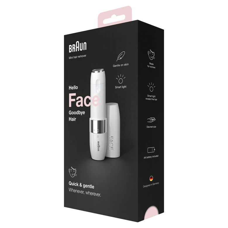 Braun Face FS1000 Mini Depilatore, Epilazione Elettrica Viso Donna, Bianco