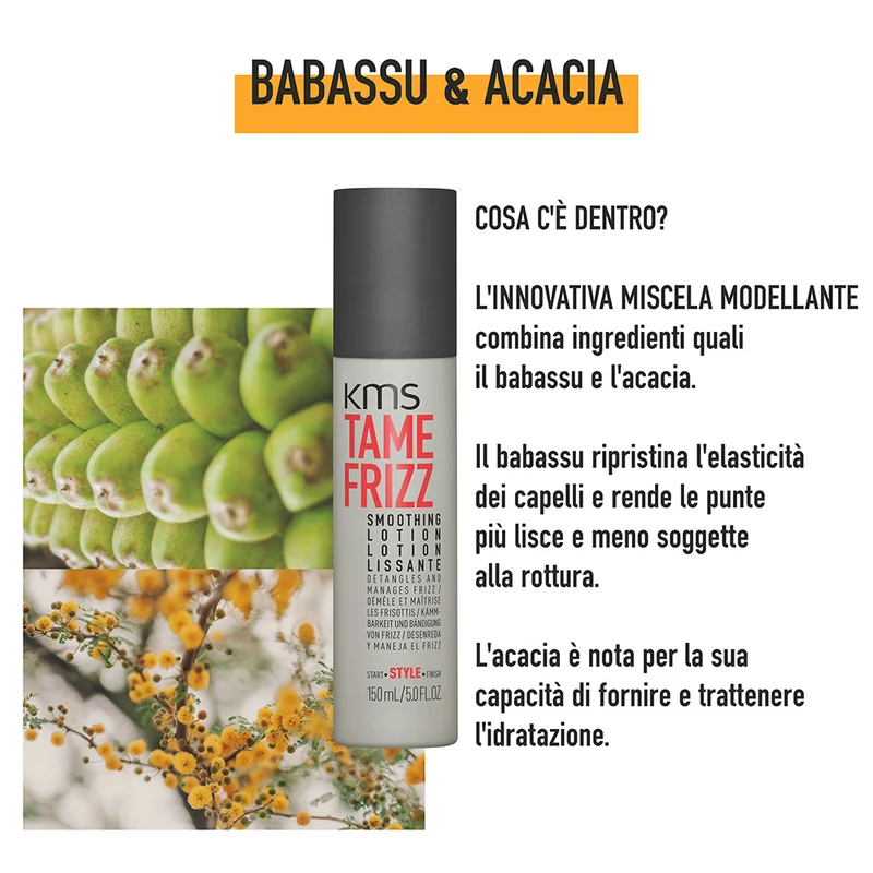 KMS Tame Frizz Smoothing Lotion 150ml - lozione lisciante per capelli medio-grossi e crespi