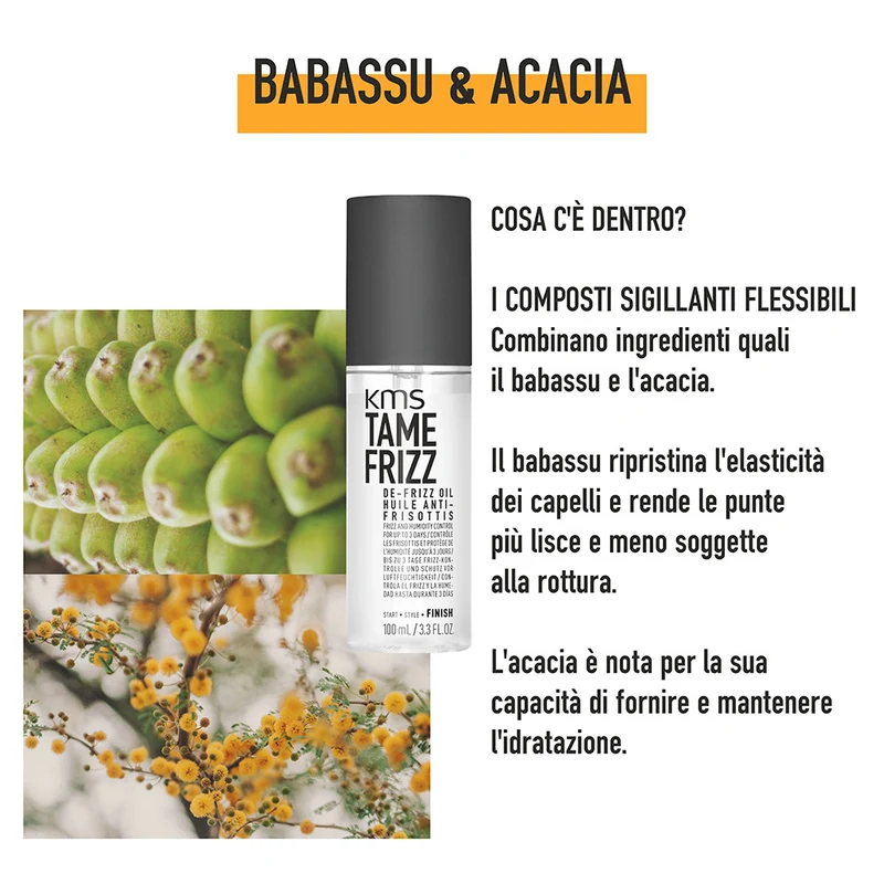 KMS Tame Frizz De-Frizz Hair Oil 100ml - olio anticrespo per capelli medio-grossi