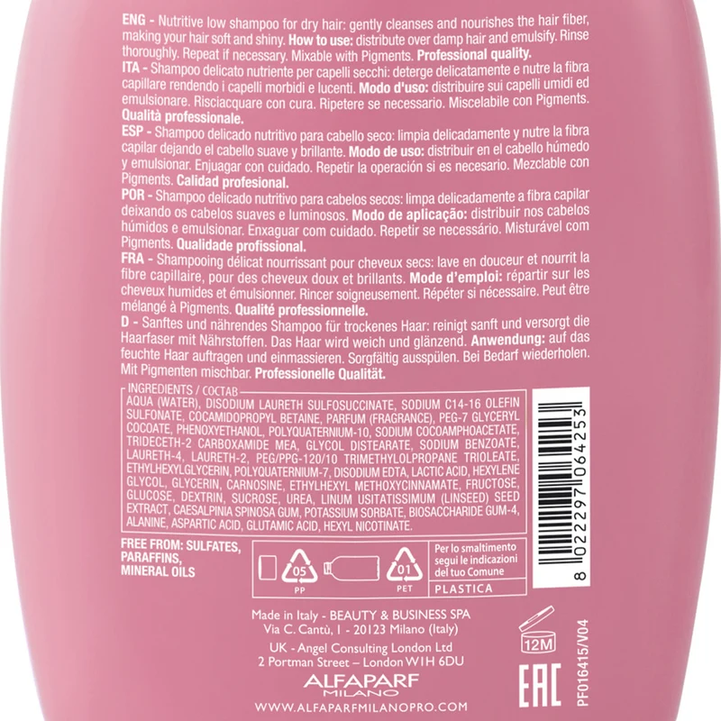 Alfaparf Milano Semi Di Lino Moisture Nutritive Low Shampoo 250ml - shampoo delicato nutriente per capelli secchi