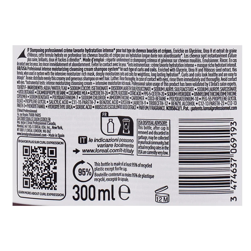 L'Oréal Professionnel Curl Expression Shampoo 300ml - shampoo idratante per capelli ricci e mossi