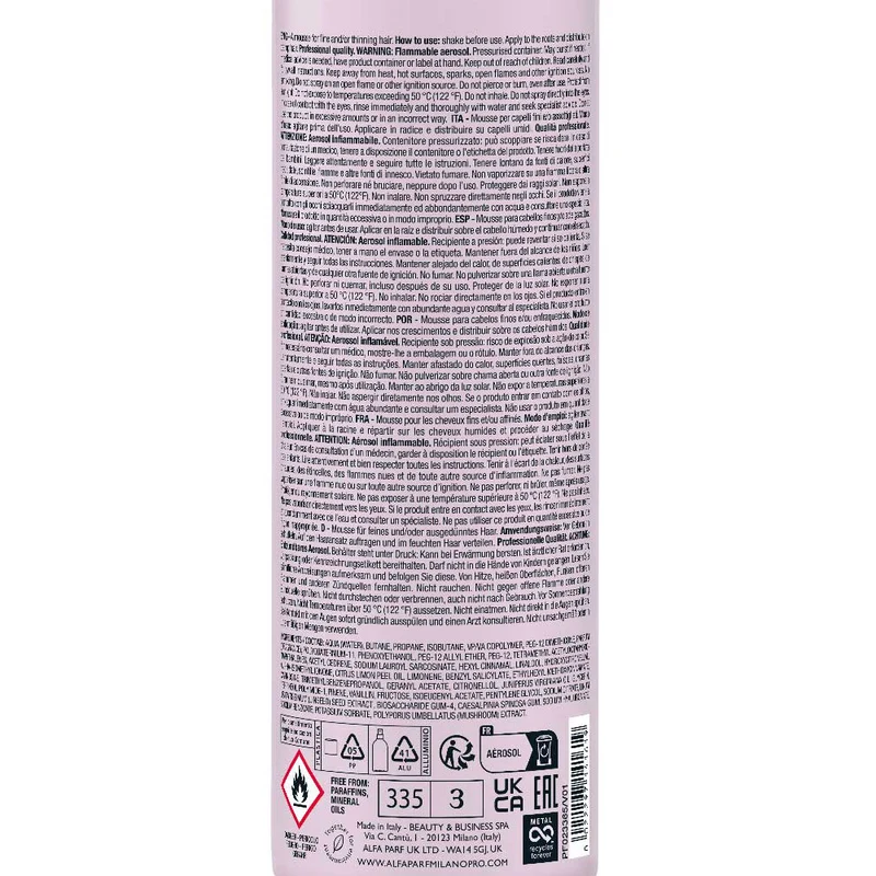 Alfaparf Milano Semi Di Lino Style&Care Amplifying Mousse 250ml - mousse capelli fini tenuta leggera