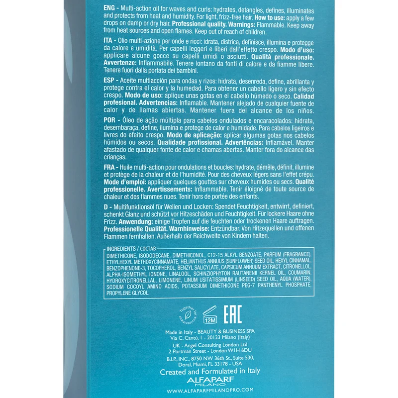 Alfaparf Milano Semi di Lino Curls Multi Benefit Oil 100ml - olio idratante per capelli ricci