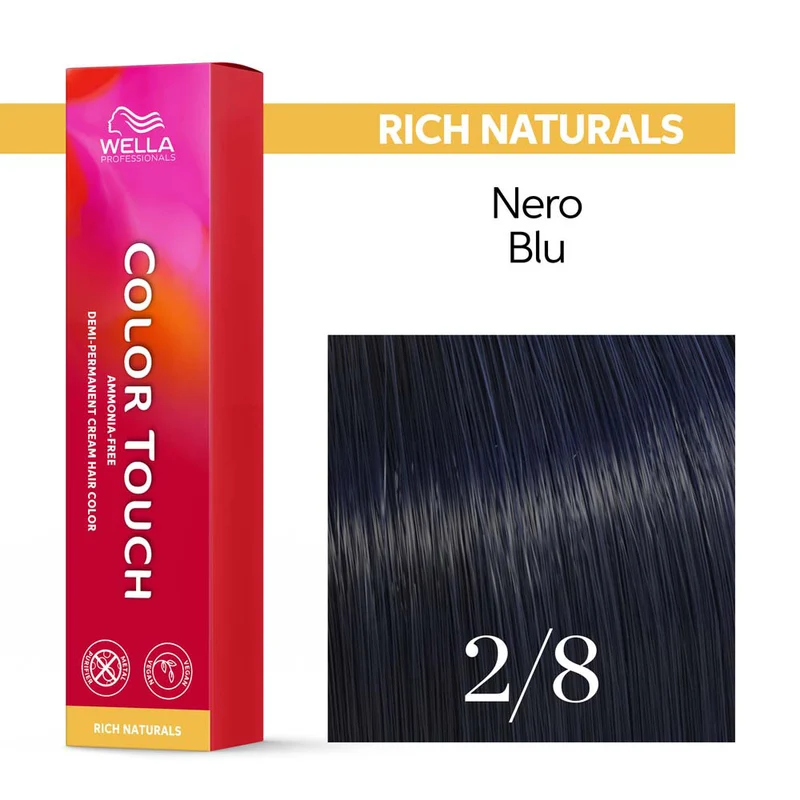 Wella Color Touch Rich Naturals 2/8 Nero Blu 60ml - colore semipermanente senza ammoniaca