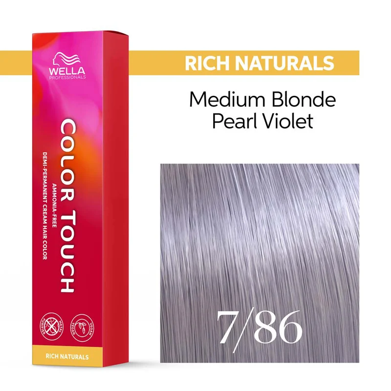 Wella Color Touch Rich Naturals 7/86 Biondo Medio Perla Violetto 60ml - colore semipermanente senza ammoniaca