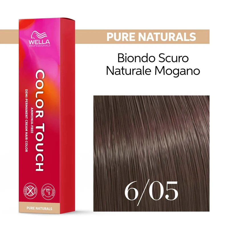 Wella Color Touch Pure Naturals 6/05 Biondo Scuro Naturale Mogano 60ml - colore semipermanente senza ammoniaca