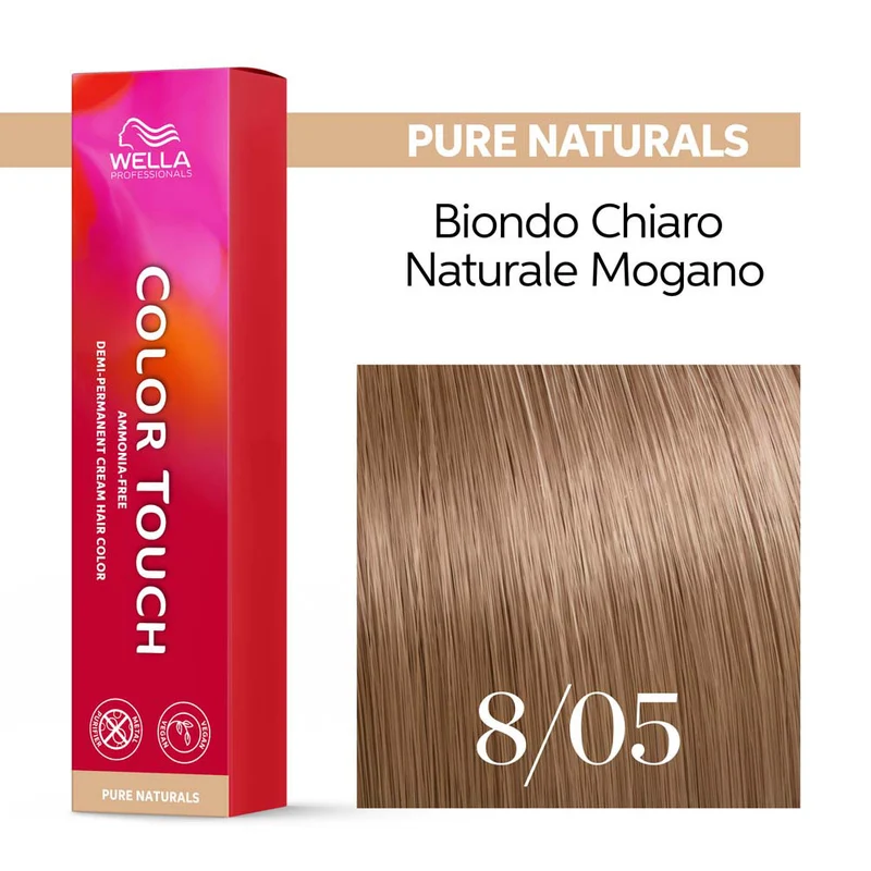 Wella Color Touch Pure Naturals 8/05 Biondo Naturale Chiaro Mogano 60ml - colore semipermanente senza ammoniaca