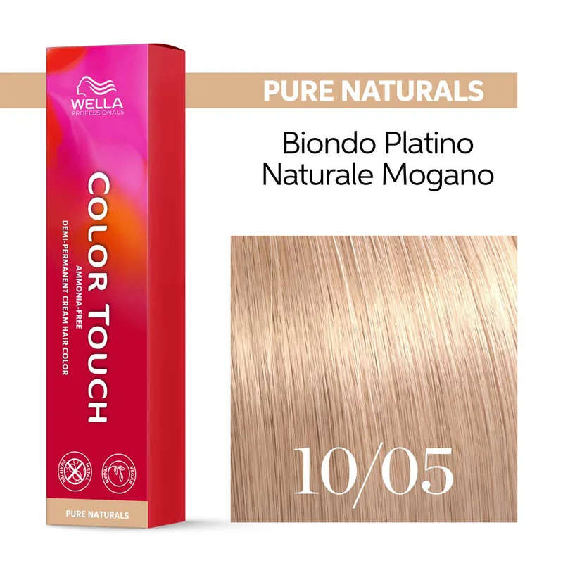 Wella Color Touch Pure Naturals 10/05 Biondo Super Chiaro Naturale Mogano 60ml - colore semipermanente senza ammoniaca