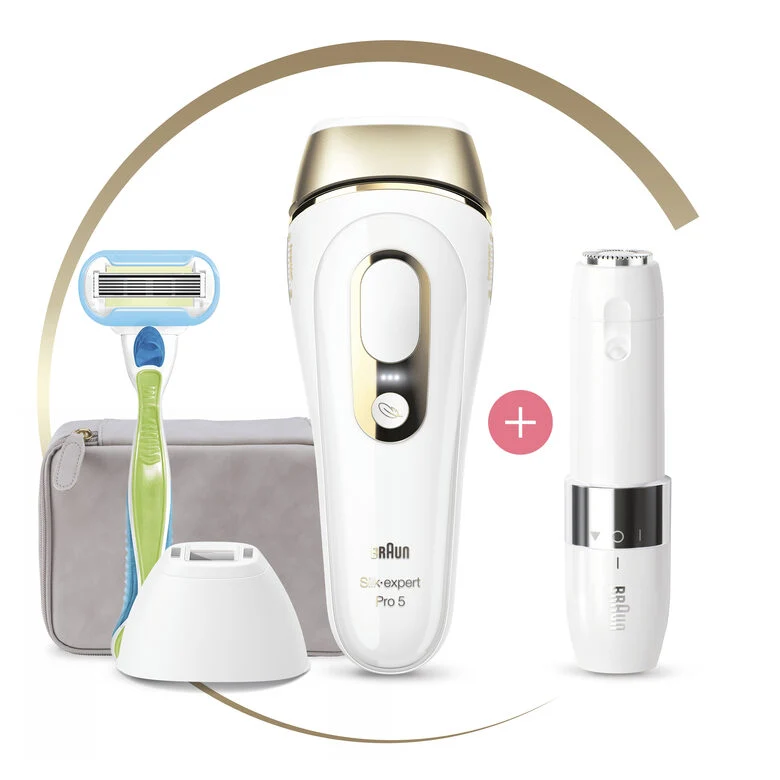 Braun Silk-expert Pro 5 PL5129 Silk expert Pro , Epilatore Luce Pulsata IPL, Sistema di Epilazione Permanente dei Peli Visibili per Donna, Bianco/Oro
