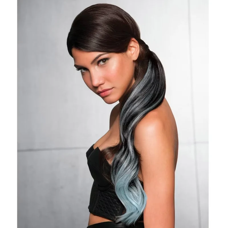 Hairdo Coda Color Splash Ginger Blonde / Blue 58 cm - coda celeste su biondo medio dorato