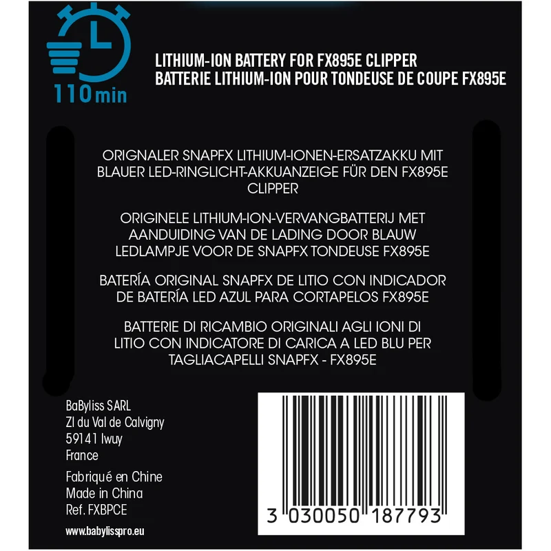 Babyliss Pro 4Artist Batteria Snapfx Clipper - batteria lithium-ion per FX895E