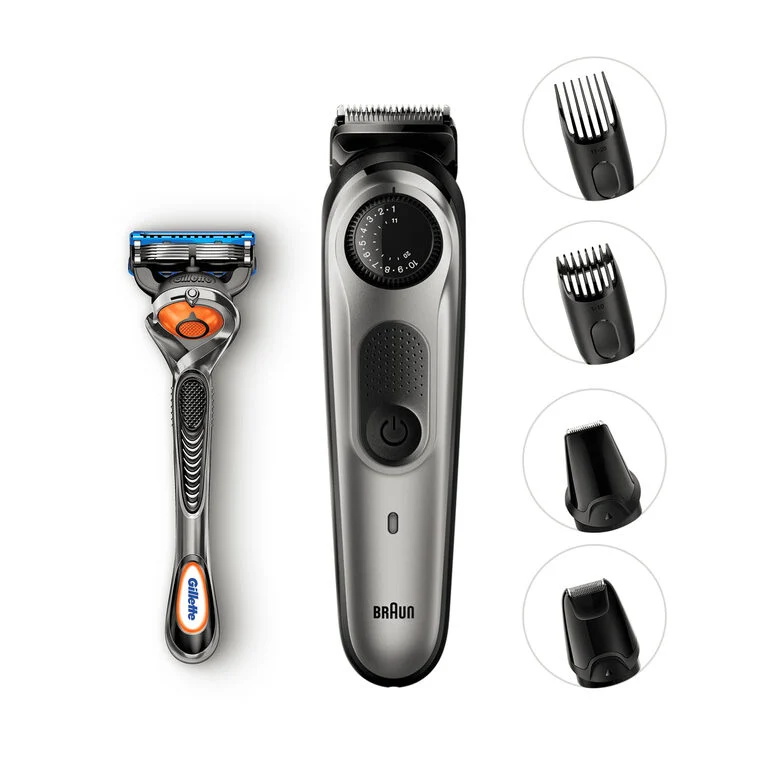 Braun Regolabarba BT7020, Rasoio Barba Elettrico Uomo E Tagliacapelli – Nero/Grigio