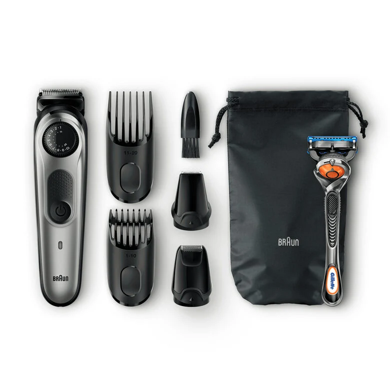 Braun Regolabarba BT7020, Rasoio Barba Elettrico Uomo E Tagliacapelli – Nero/Grigio