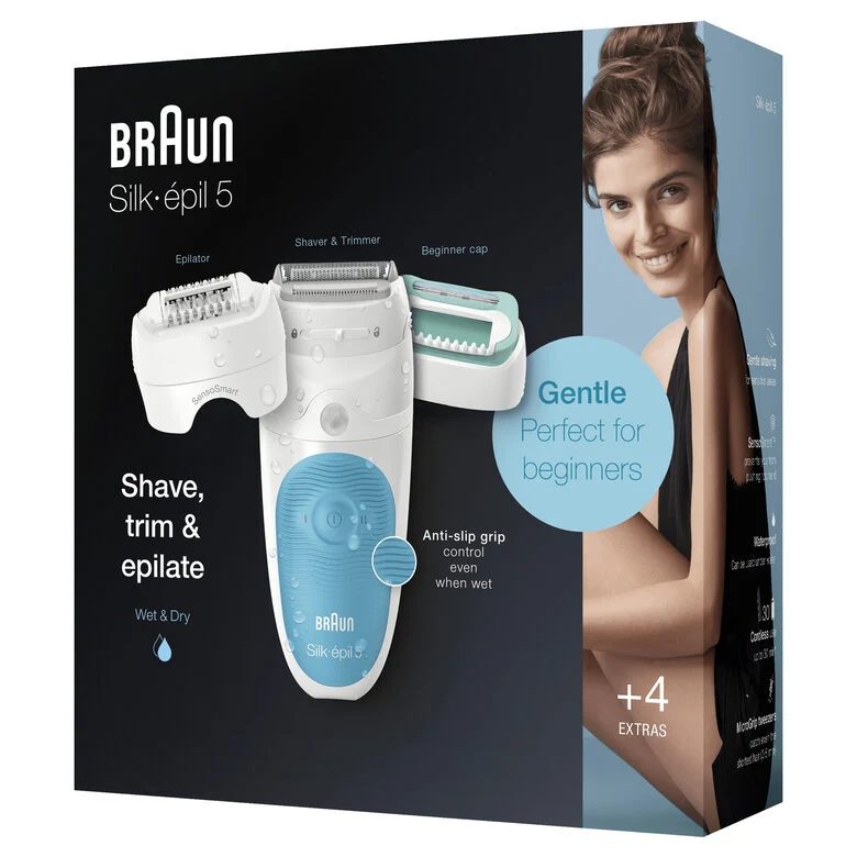 Braun Silk-épil 5 Wet&Dry Silk-épil 5-610, Epilatore Elettrico Donna Per I Primi Utilizzi, Bianco/Turchese Per Un’Epilazione Delicata