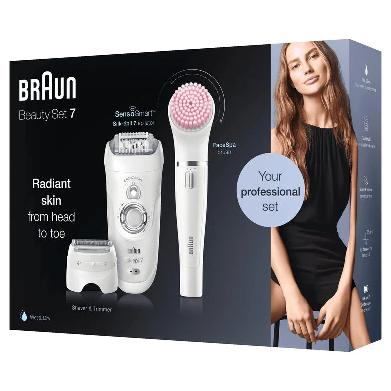 Braun Silk-épil 7 7-875 Beauty Set Epilatore Professionale 5-In-1 Wet&Dry Senza Fili