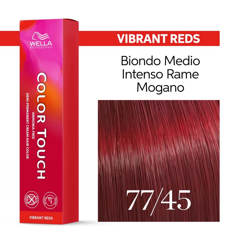 Wella Color Touch Vibrant Reds 77/45 Biondo Medio Intenso Rame Mogano 60ml - colore semipermanente senza ammoniaca