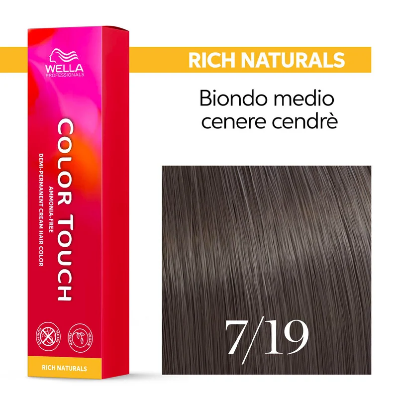 Wella Color Touch Rich Naturals 7/19 Biondo Medio Cenere Cendrè 60ml - colore semi permanente senza ammoniaca