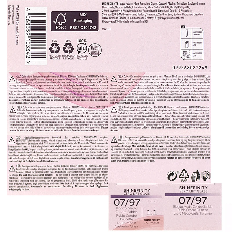 Wella Shinefinity 07/97 Biondo Medio Cendrè Sabbia 60ml - colore demi-permanente
