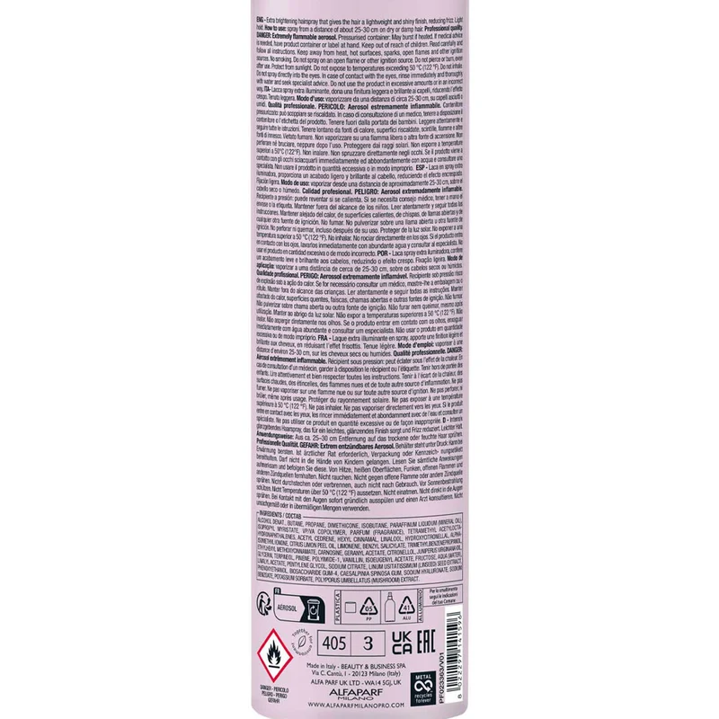 Alfaparf Milano Semi Di Lino Style&Care Cristalli Hairspray 300ml - lacca extra illuminante tenuta leggera