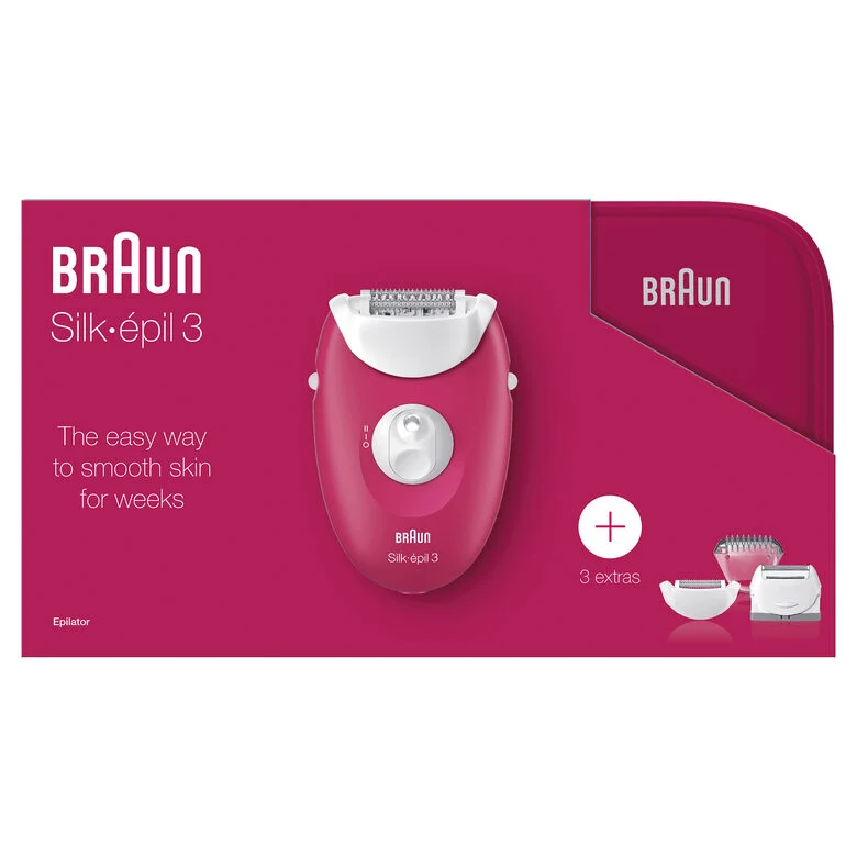 Braun Silk-épil 3 81677778 epilatore 20 pinzette Bianco, Rosa