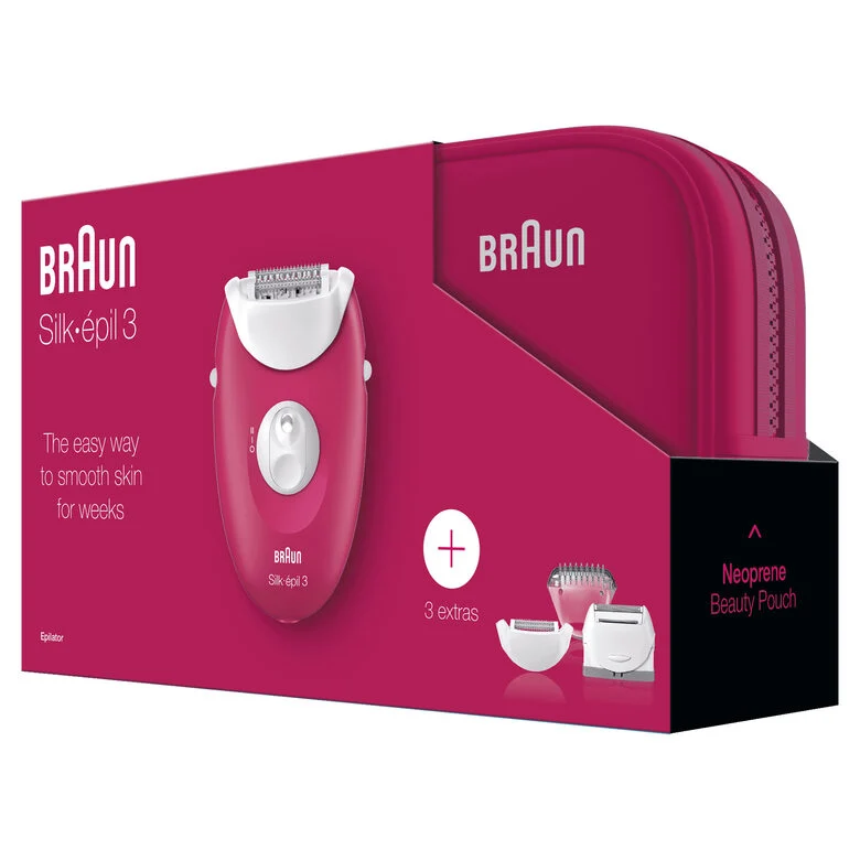 Braun Silk-épil 3 81677778 epilatore 20 pinzette Bianco, Rosa