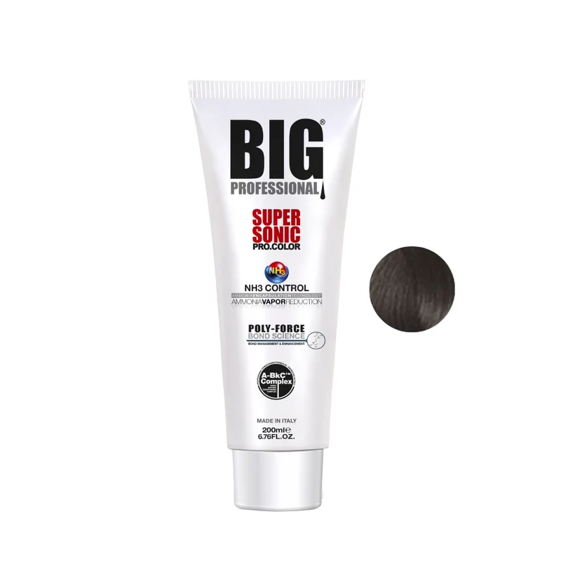 Big Pro Supersonic Pro Color 4.01 Castano Naturale Cenere 200ml - tinta permanente maxi size