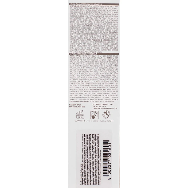 Alterego Technofruit Color 4/71 Castano Marrone Cenere 100ml - colorazione permanente