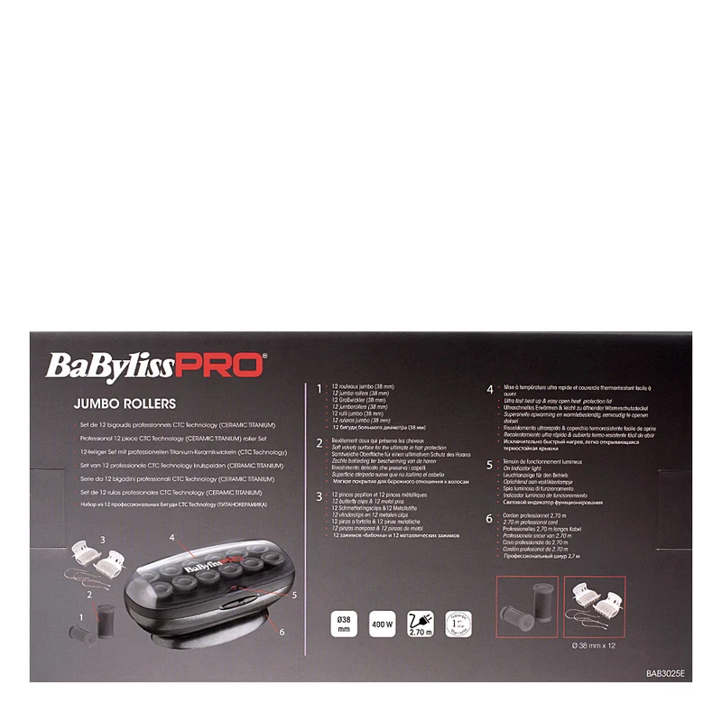 Babyliss Pro Set di 12 Bigodini Riscaldanti BAB3025E