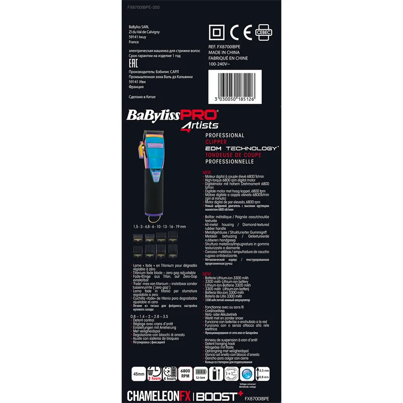 Babyliss Pro 4Artist Boost+ Clipper Chameleon FX8700IBPE - tagliacapelli professionale