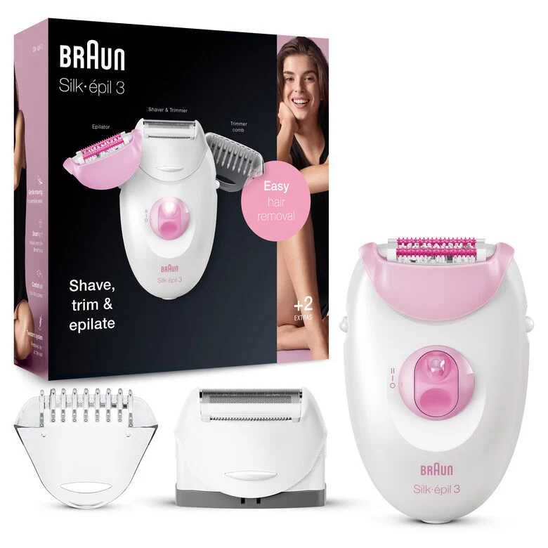 Braun Silk-épil 3 -270, Epilatore Donna Per La Rimozione Duratura Dei Peli - Bianco/Rosa